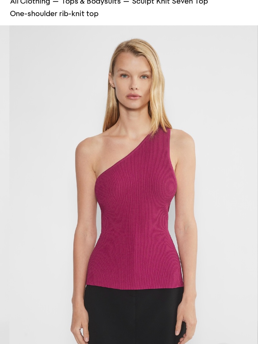 Aritzia One-Shoulder Ribbed Knit Top in Magenta